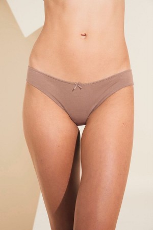 Beige Women Eberjey Pima Stretch Cotton Bikini Panty | RFA6072KD