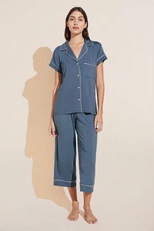 Blue Women Eberjey Gisele TENCEL™ Modal Short Sleeve Cropped PJ Set Pajamas | HAQ7457EH