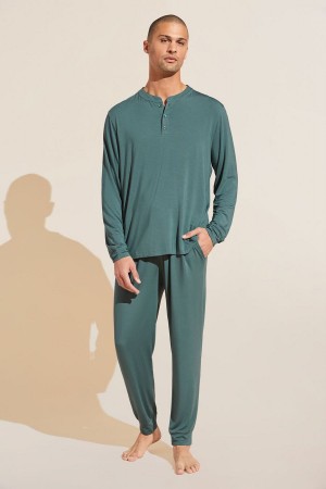 Green Men Eberjey Henry TENCEL™ Modal Long PJ Set Pajamas | SOB3857VK