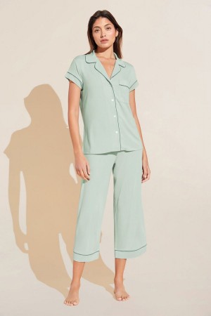 Green Women Eberjey Gisele TENCEL™ Modal Short Sleeve Cropped PJ Set Pajamas | GZQ6228IN