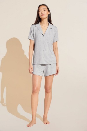 Light Grey Women Eberjey Gisele TENCEL™ Modal Rib Relaxed Short PJ Set Pajamas | YDP9279BH