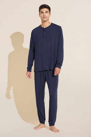 Navy Men Eberjey Henry TENCEL™ Modal Long PJ Set Pajamas | PAV1594NY