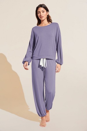 Purple White Women Eberjey Gisele TENCEL™ Modal Effortless PJ Set Pajamas | PLD927QF