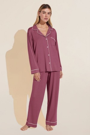 Red White Women Eberjey Gisele TENCEL™ Modal Long PJ Set Pajamas | NYM9481BC