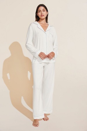 White Blue Women Eberjey Gisele TENCEL™ Modal Long PJ Set Pajamas | CYM1425NY