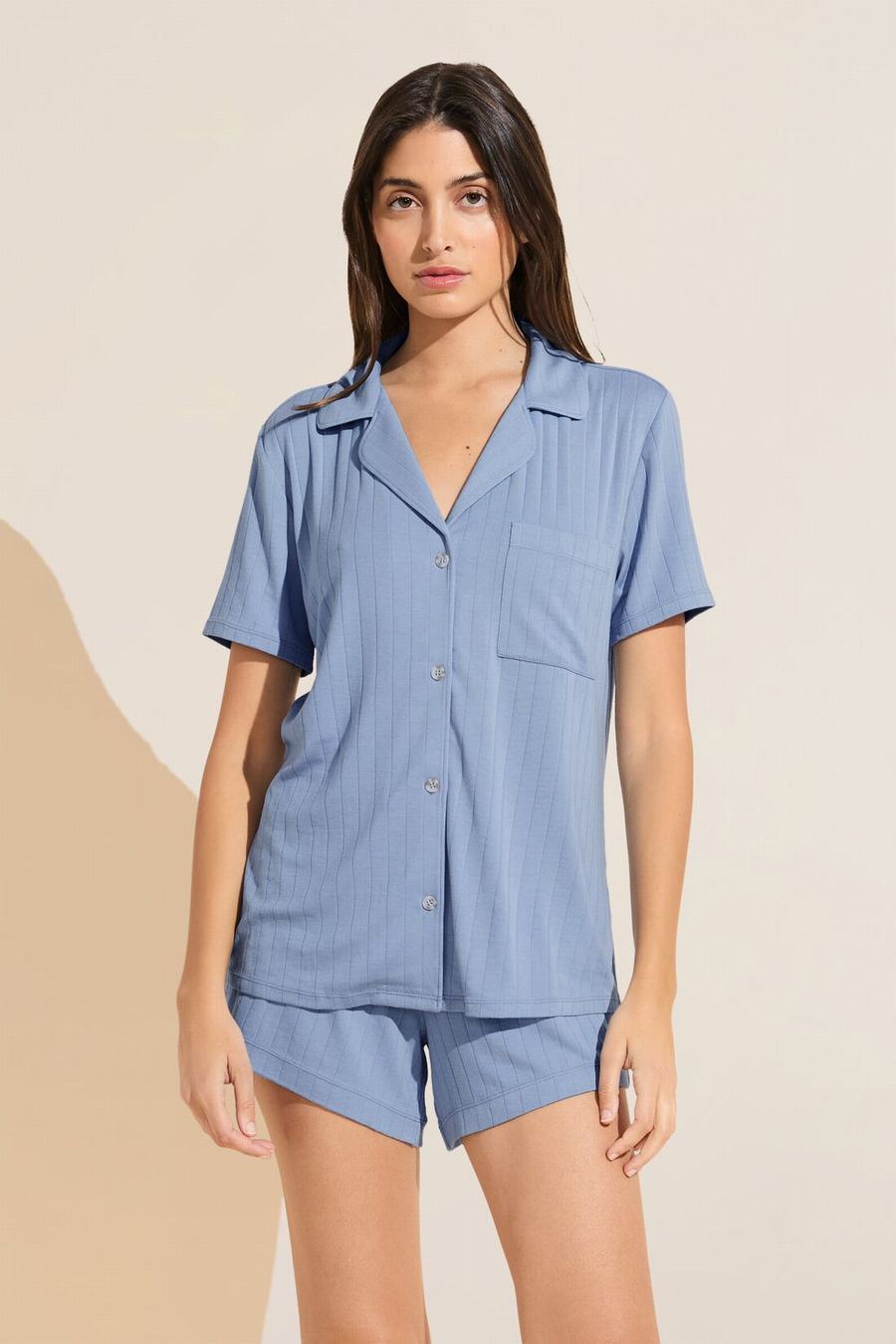 Blue Women Eberjey Gisele TENCEL™ Modal Rib Relaxed Short PJ Set Pajamas | AWG2120VP