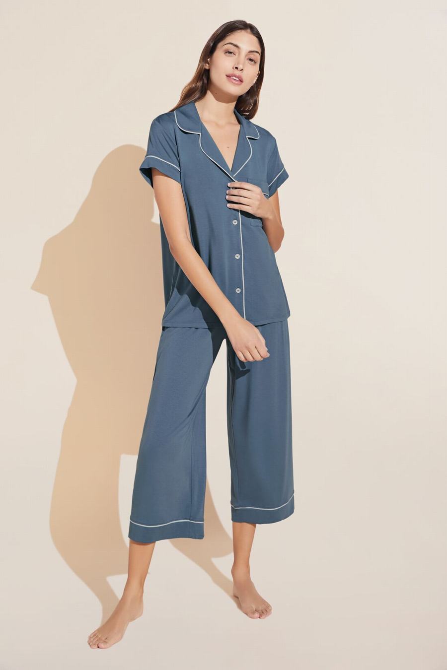 Blue Women Eberjey Gisele TENCEL™ Modal Short Sleeve Cropped PJ Set Pajamas | HAQ7457EH