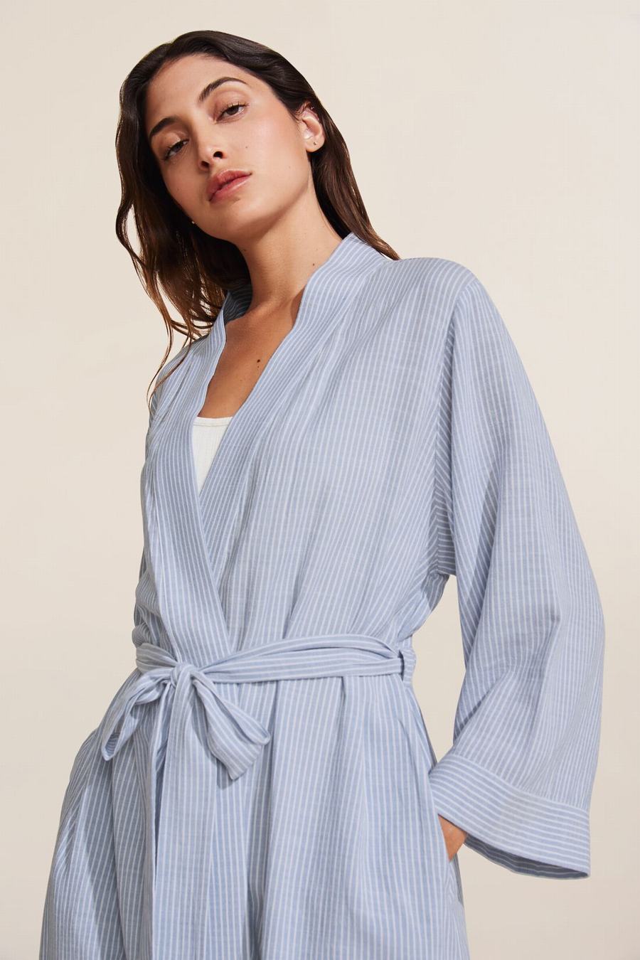 Blue Women Eberjey Nautico Midi Robe | LTZ9170XR