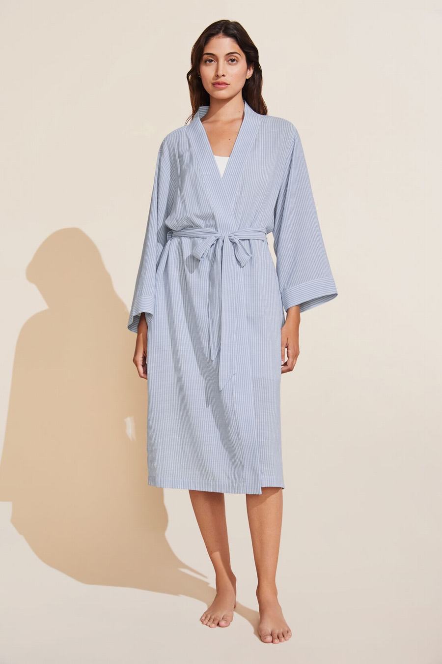 Blue Women Eberjey Nautico Midi Robe | LTZ9170XR