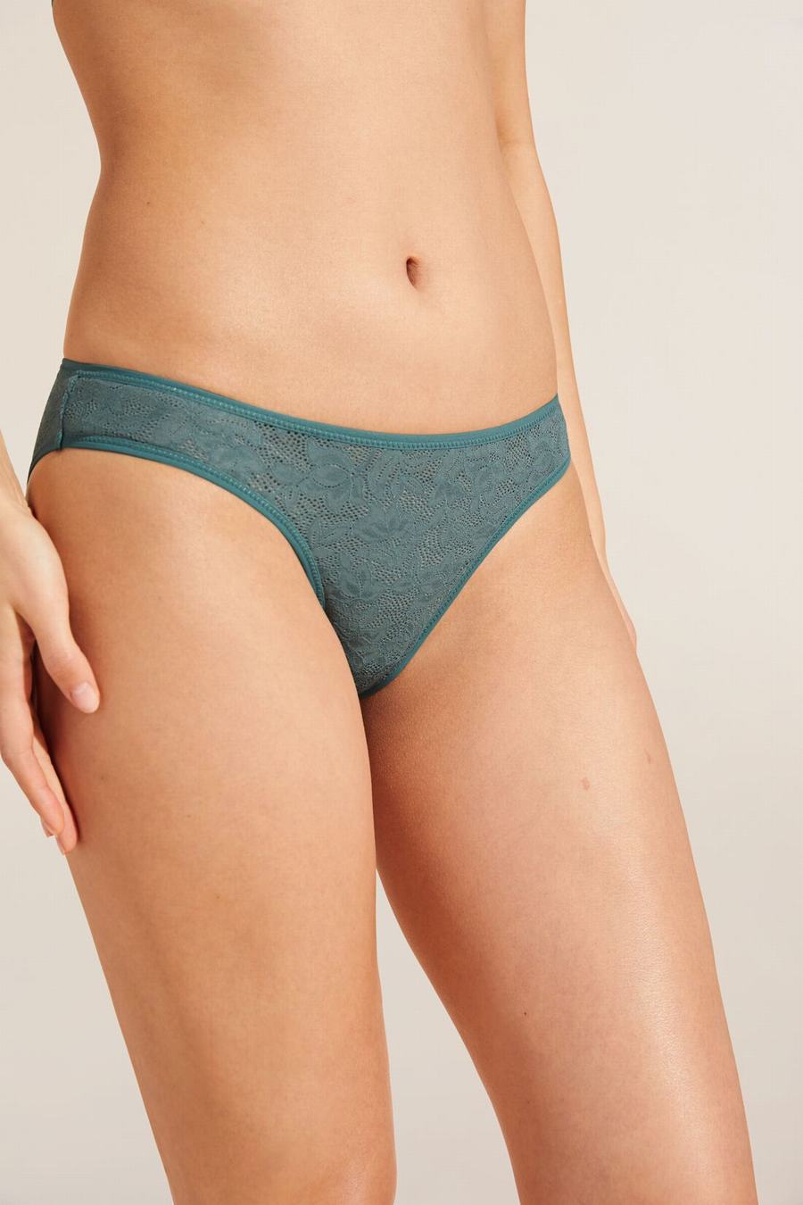 Green Women Eberjey Soft Stretch Recycled Lace High Leg Briefs | OIR5760RM