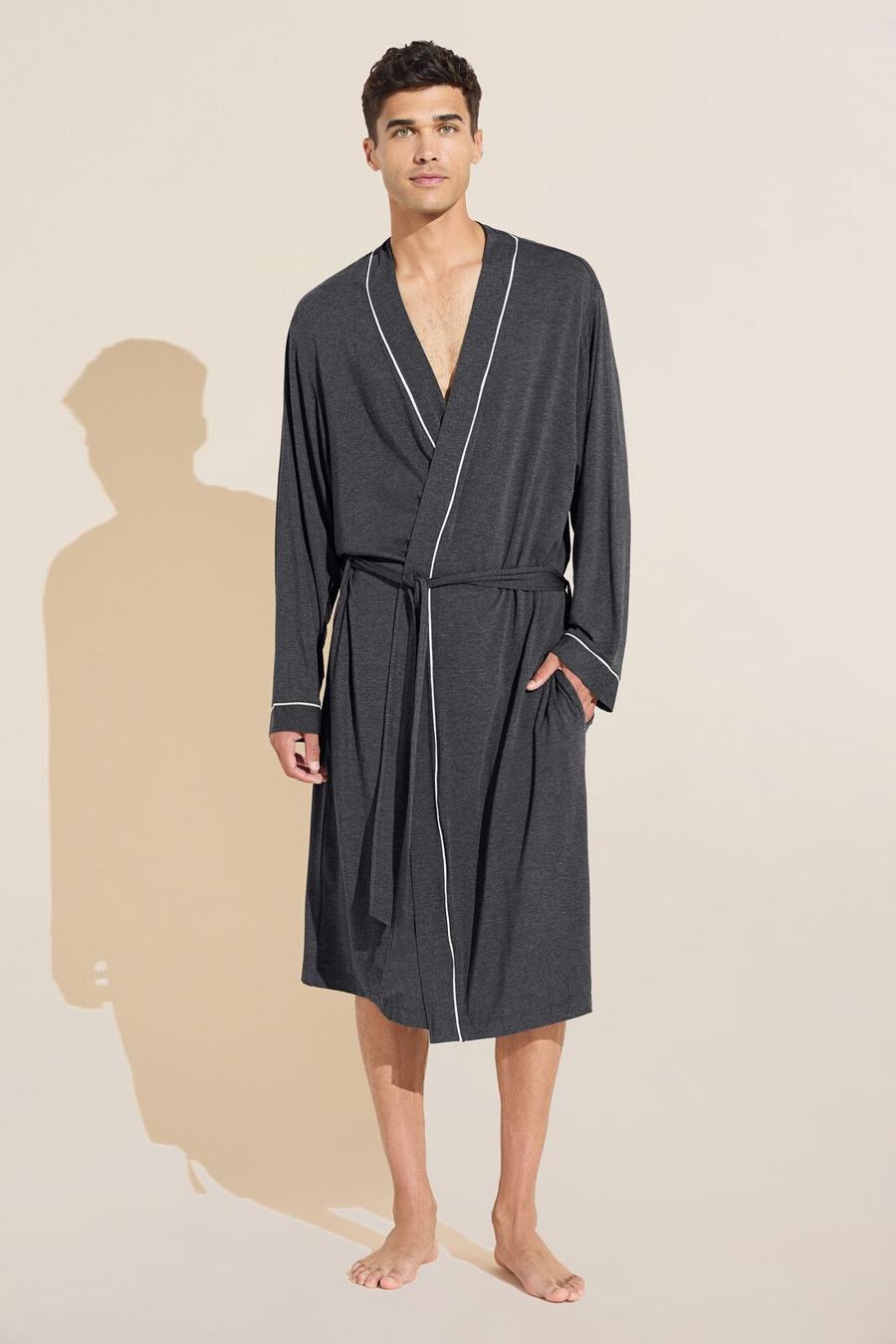 Grey White Men Eberjey William TENCEL™ Modal Robe | PPR541PM