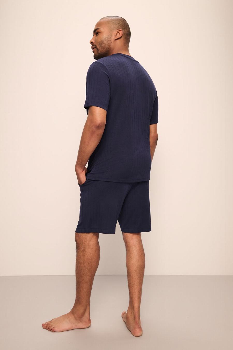 Navy Men Eberjey Henry TENCEL™ Modal Rib Short PJ Set Pajamas | DGB8265QY