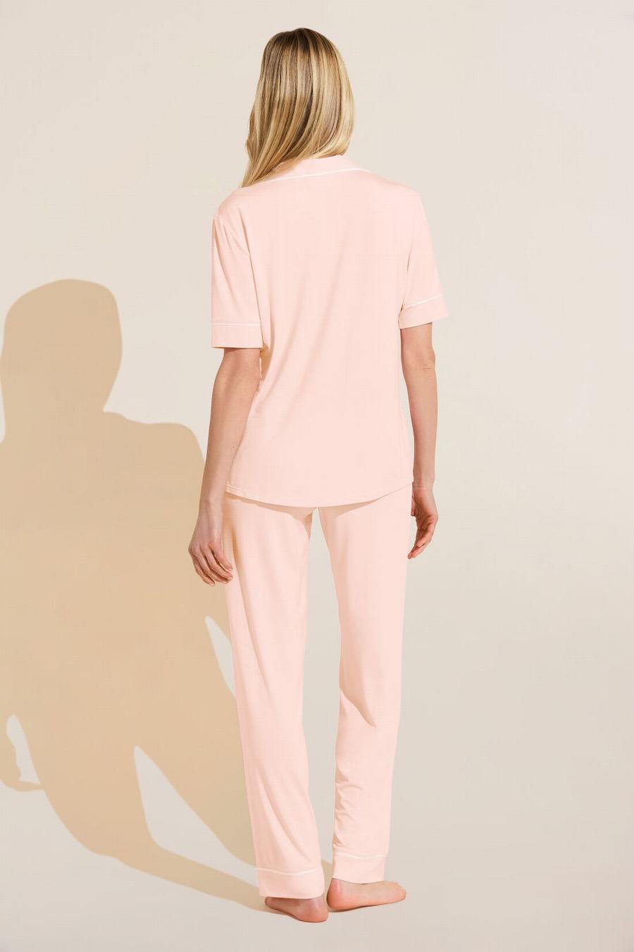 Pink White Women Eberjey Gisele TENCEL™ Modal Short Sleeve & Pant PJ Set Pajamas | OJQ1099MO