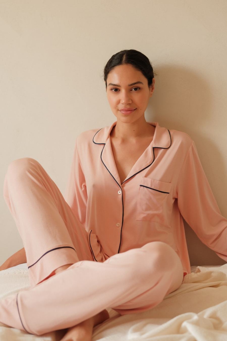 Rose Navy Women Eberjey Gisele TENCEL™ Modal Long PJ Set Pajamas | LAK298AI