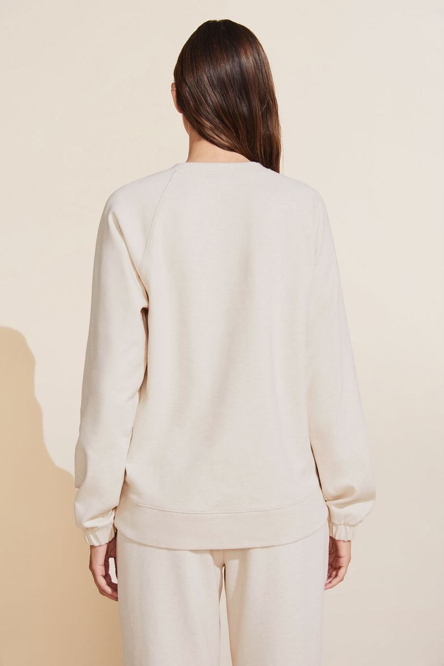 White Women Eberjey Luxe Sweats Sweatshirt | UFA9750HS