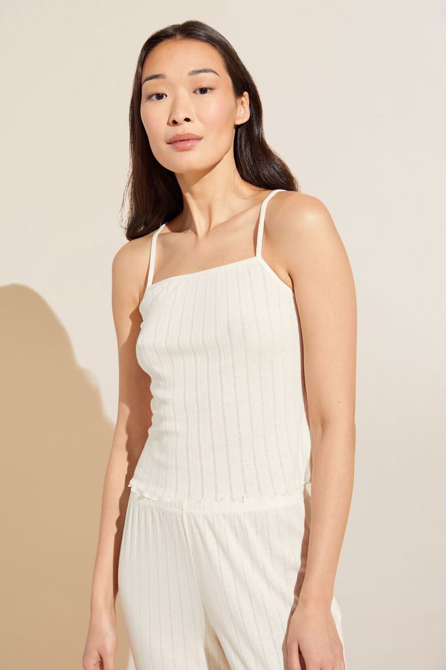 White Women Eberjey Pointelle Cami Tank Top | QAL4223SW